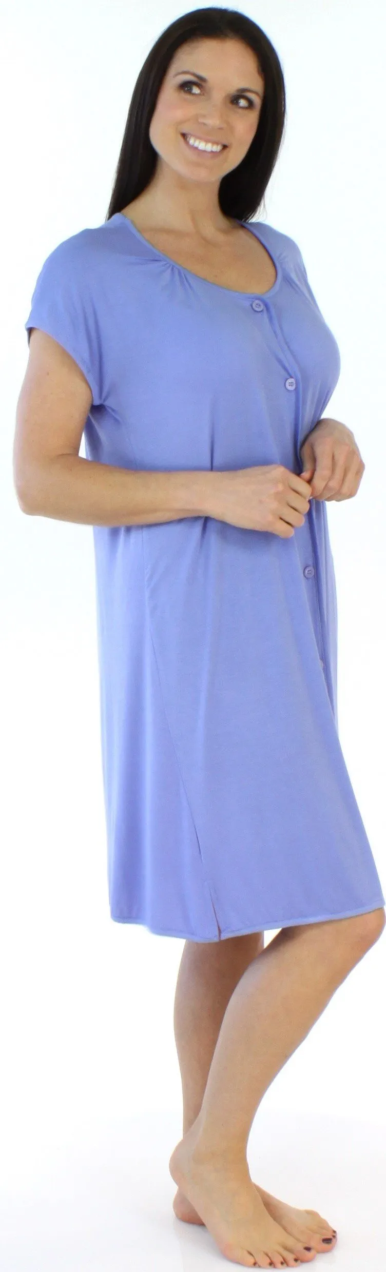 bSoft Women's Bamboo Jersey Button Up Sleep Dress Pajama