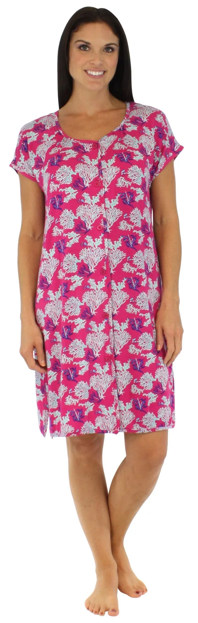 bSoft Women's Bamboo Jersey Button Up Sleep Dress Pajama