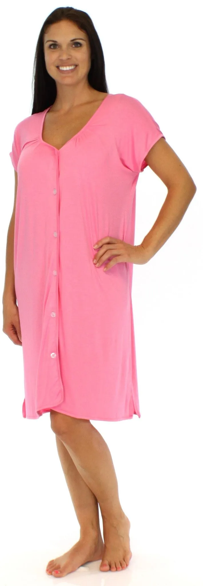 bSoft Women's Bamboo Jersey Button Up Sleep Dress Pajama