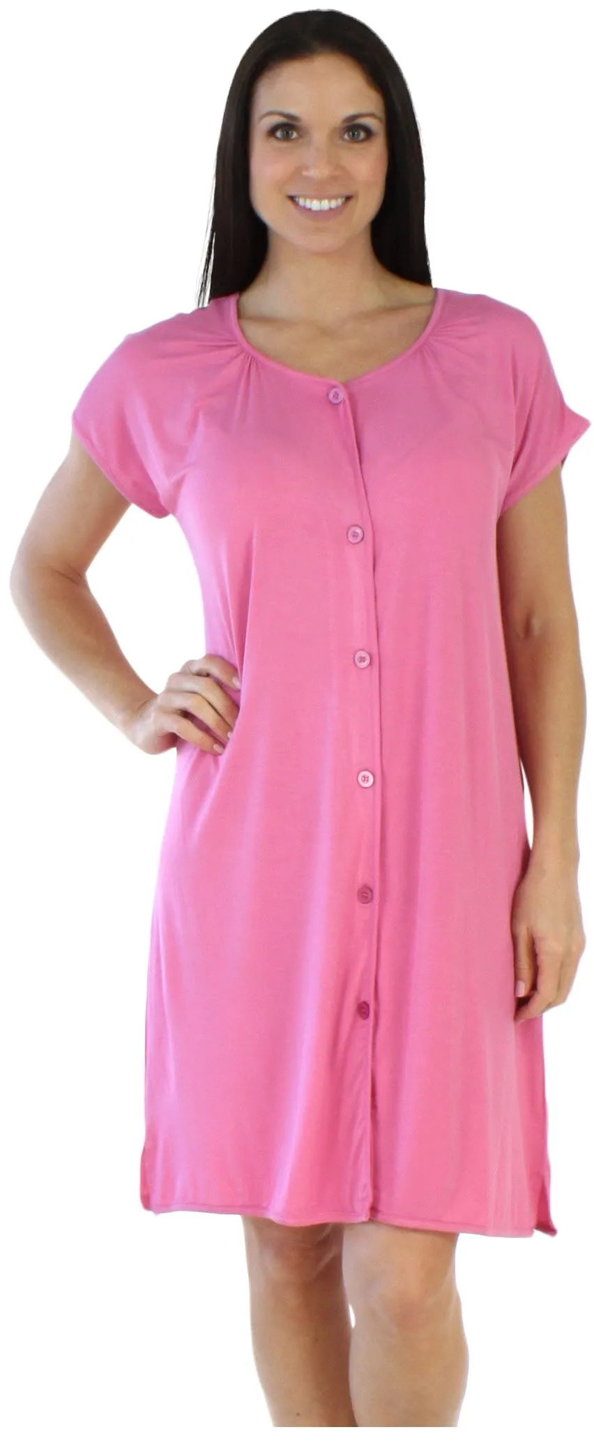 bSoft Women's Bamboo Jersey Button Up Sleep Dress Pajama