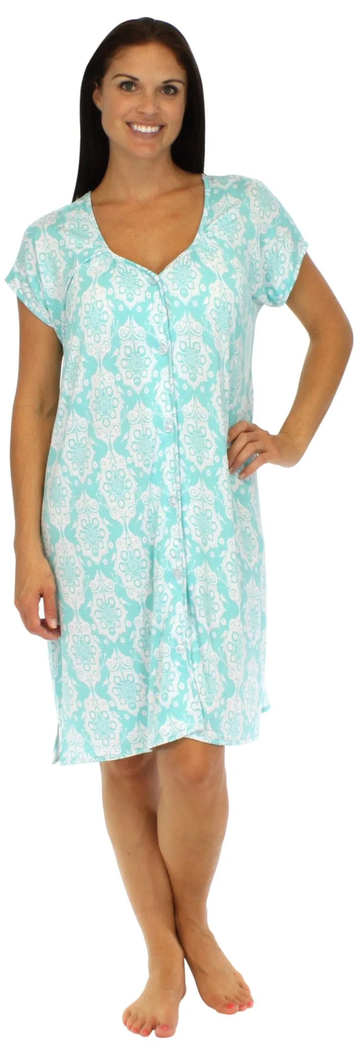 bSoft Women's Bamboo Jersey Button Up Sleep Dress Pajama