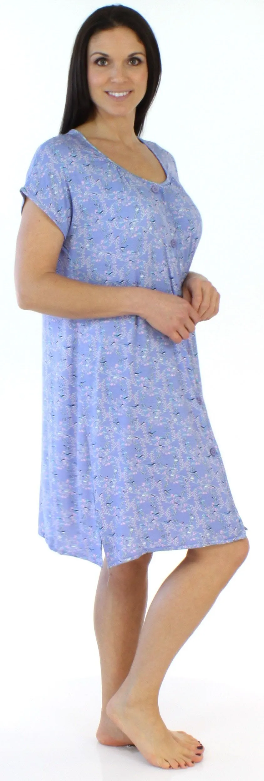bSoft Women's Bamboo Jersey Button Up Sleep Dress Pajama