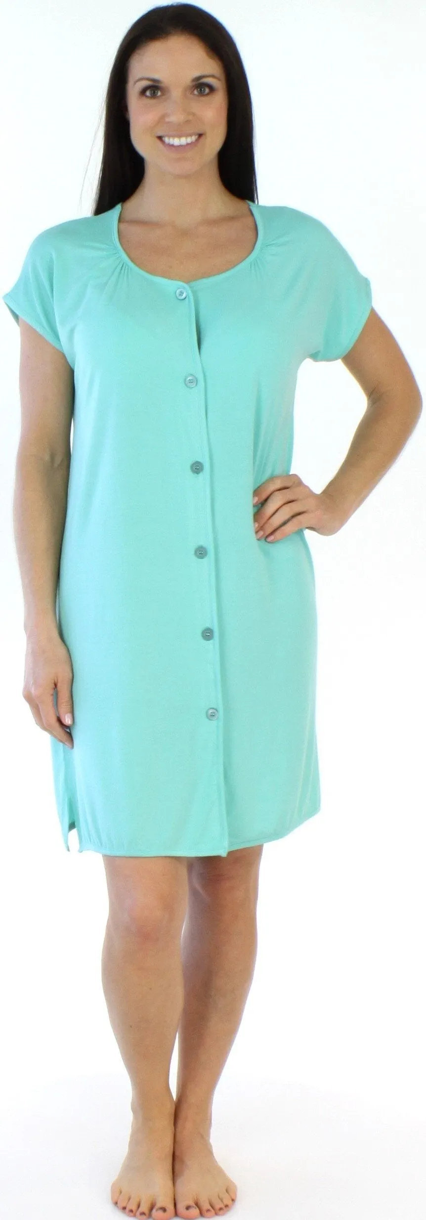 bSoft Women's Bamboo Jersey Button Up Sleep Dress Pajama