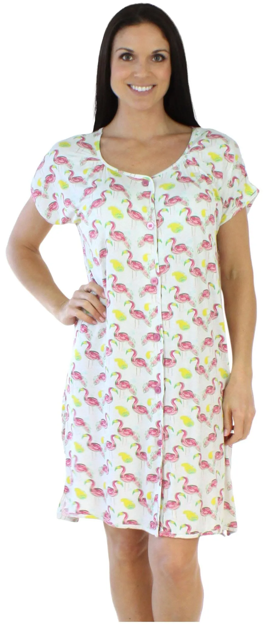 bSoft Women's Bamboo Jersey Button Up Sleep Dress Pajama