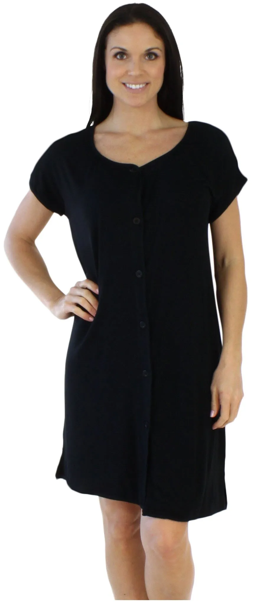 bSoft Women's Bamboo Jersey Button Up Sleep Dress Pajama