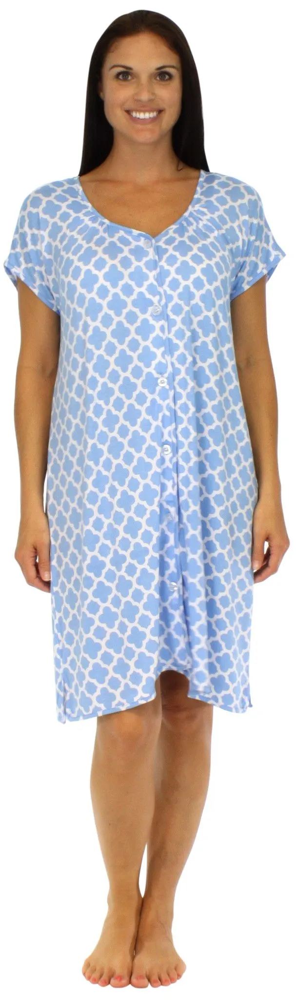 bSoft Women's Bamboo Jersey Button Up Sleep Dress Pajama