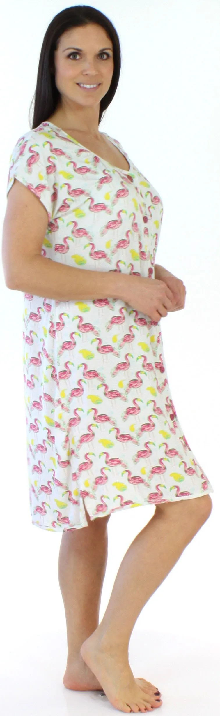 bSoft Women's Bamboo Jersey Button Up Sleep Dress Pajama