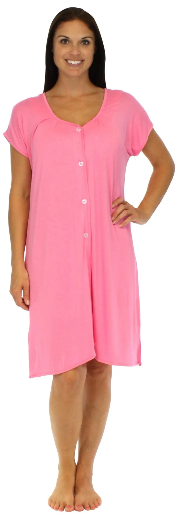 bSoft Women's Bamboo Jersey Button Up Sleep Dress Pajama