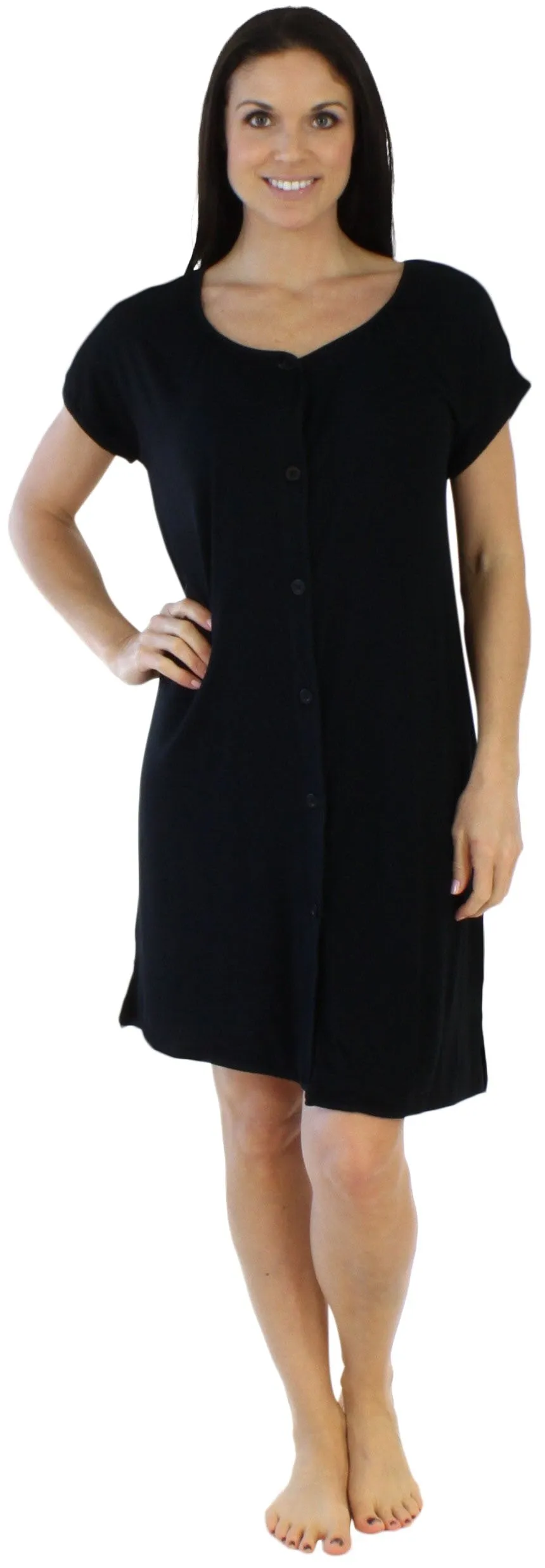 bSoft Women's Bamboo Jersey Button Up Sleep Dress Pajama
