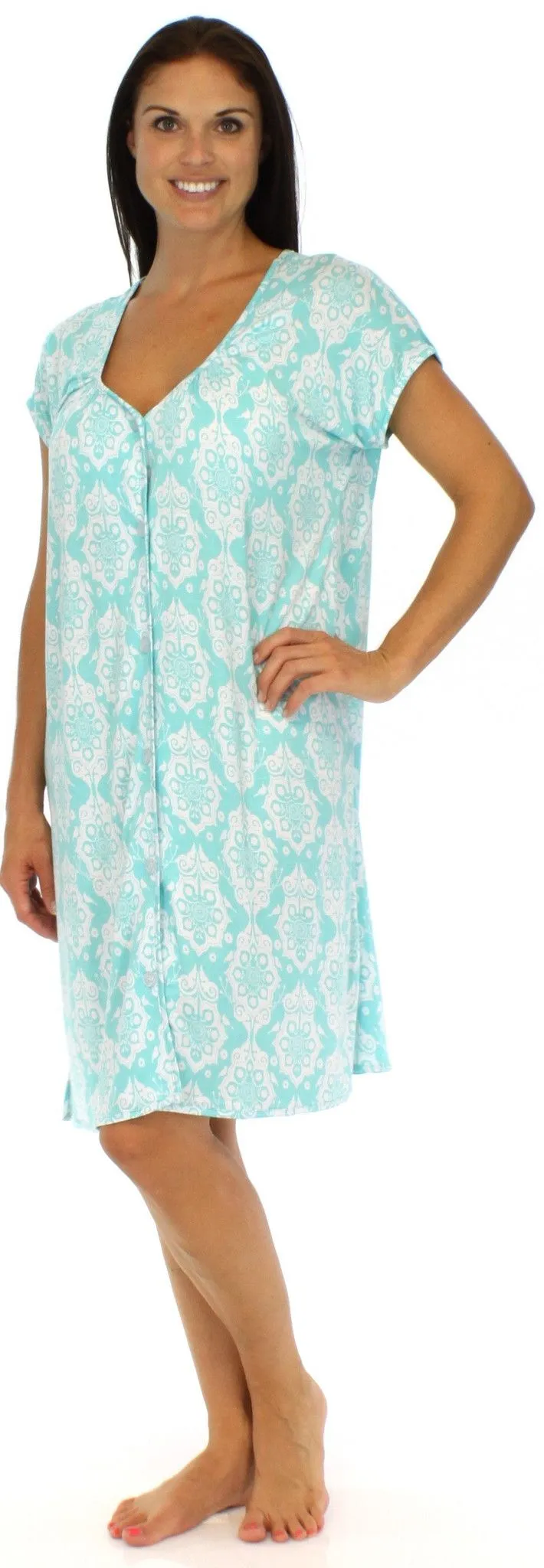bSoft Women's Bamboo Jersey Button Up Sleep Dress Pajama