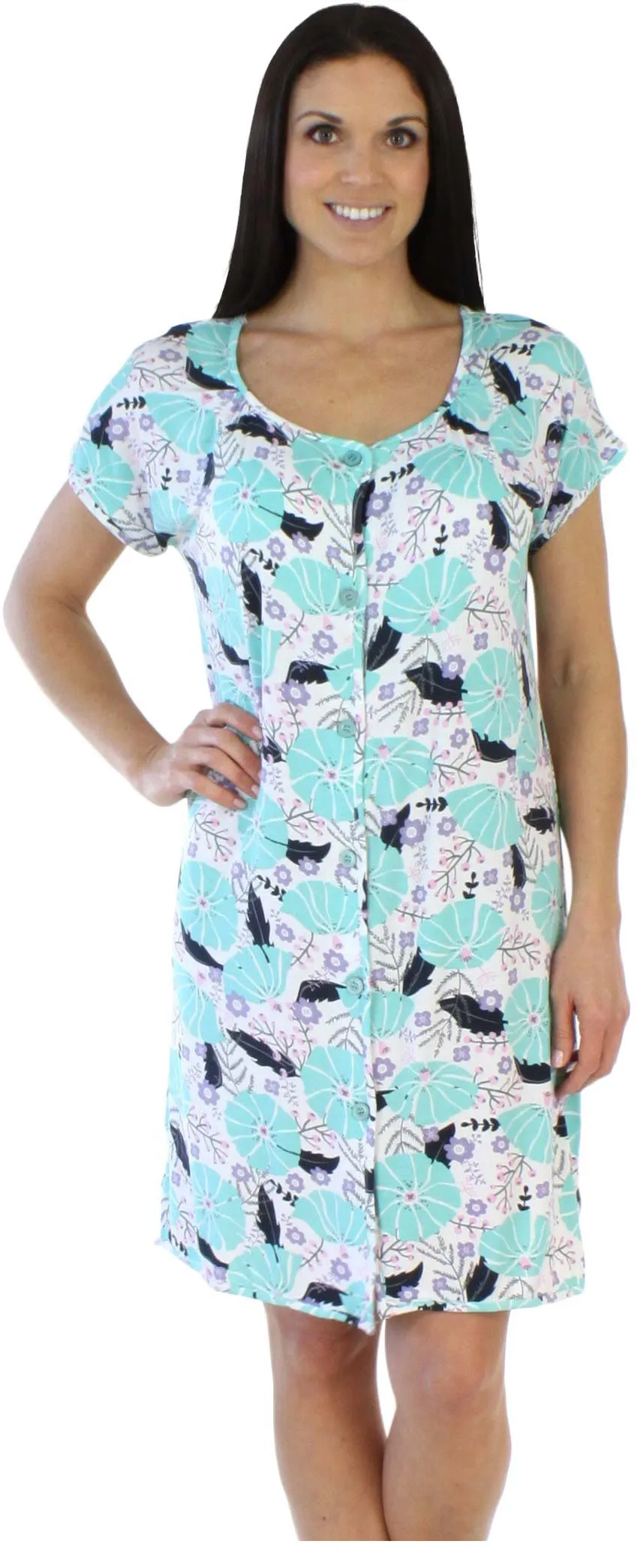 bSoft Women's Bamboo Jersey Button Up Sleep Dress Pajama