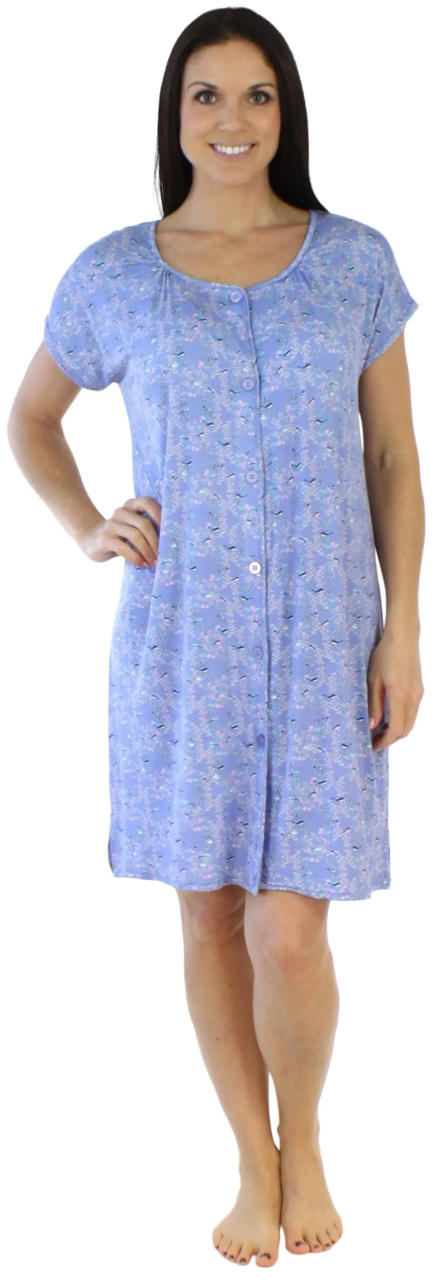 bSoft Women's Bamboo Jersey Button Up Sleep Dress Pajama