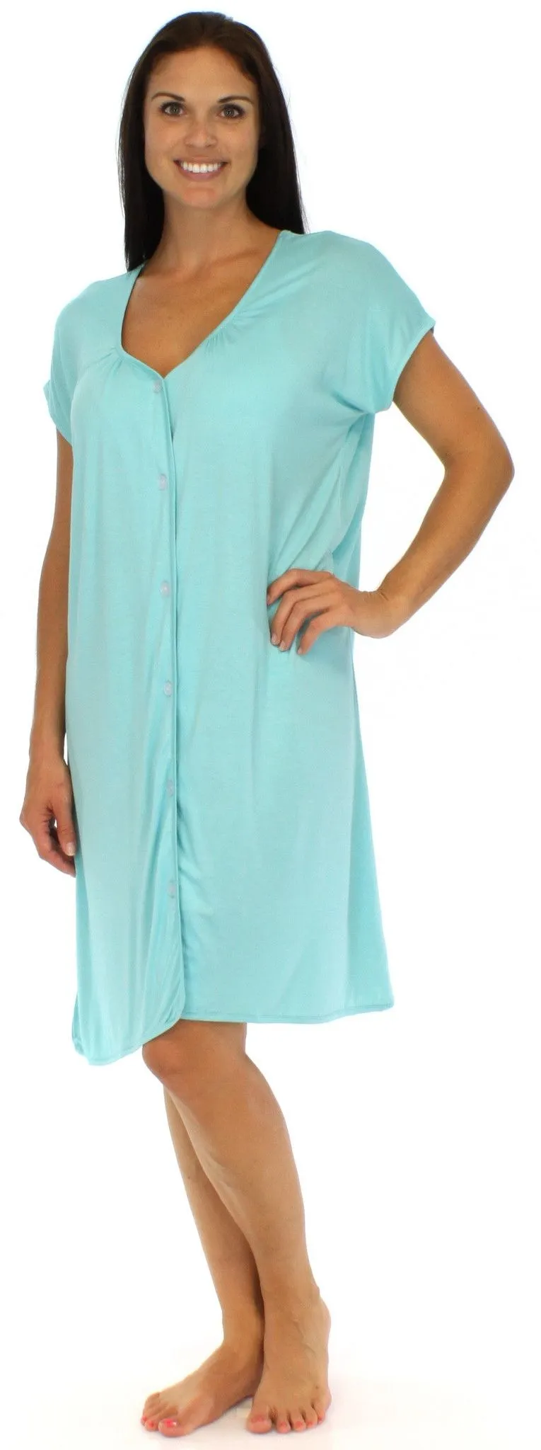 bSoft Women's Bamboo Jersey Button Up Sleep Dress Pajama