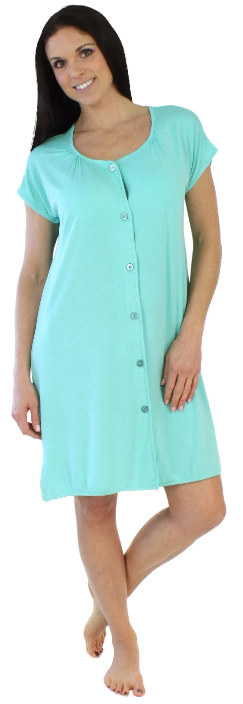 bSoft Women's Bamboo Jersey Button Up Sleep Dress Pajama
