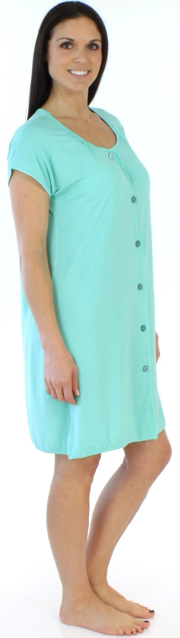 bSoft Women's Bamboo Jersey Button Up Sleep Dress Pajama