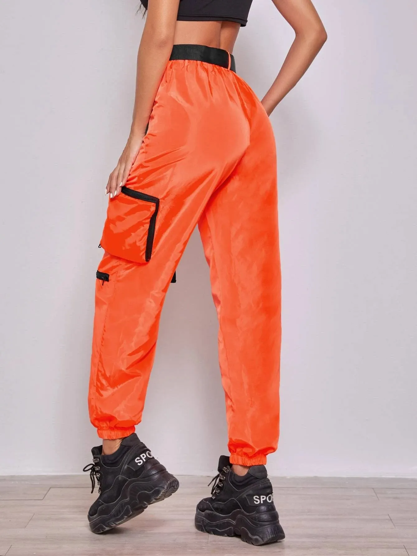 Buckle Belted Wind Joggers