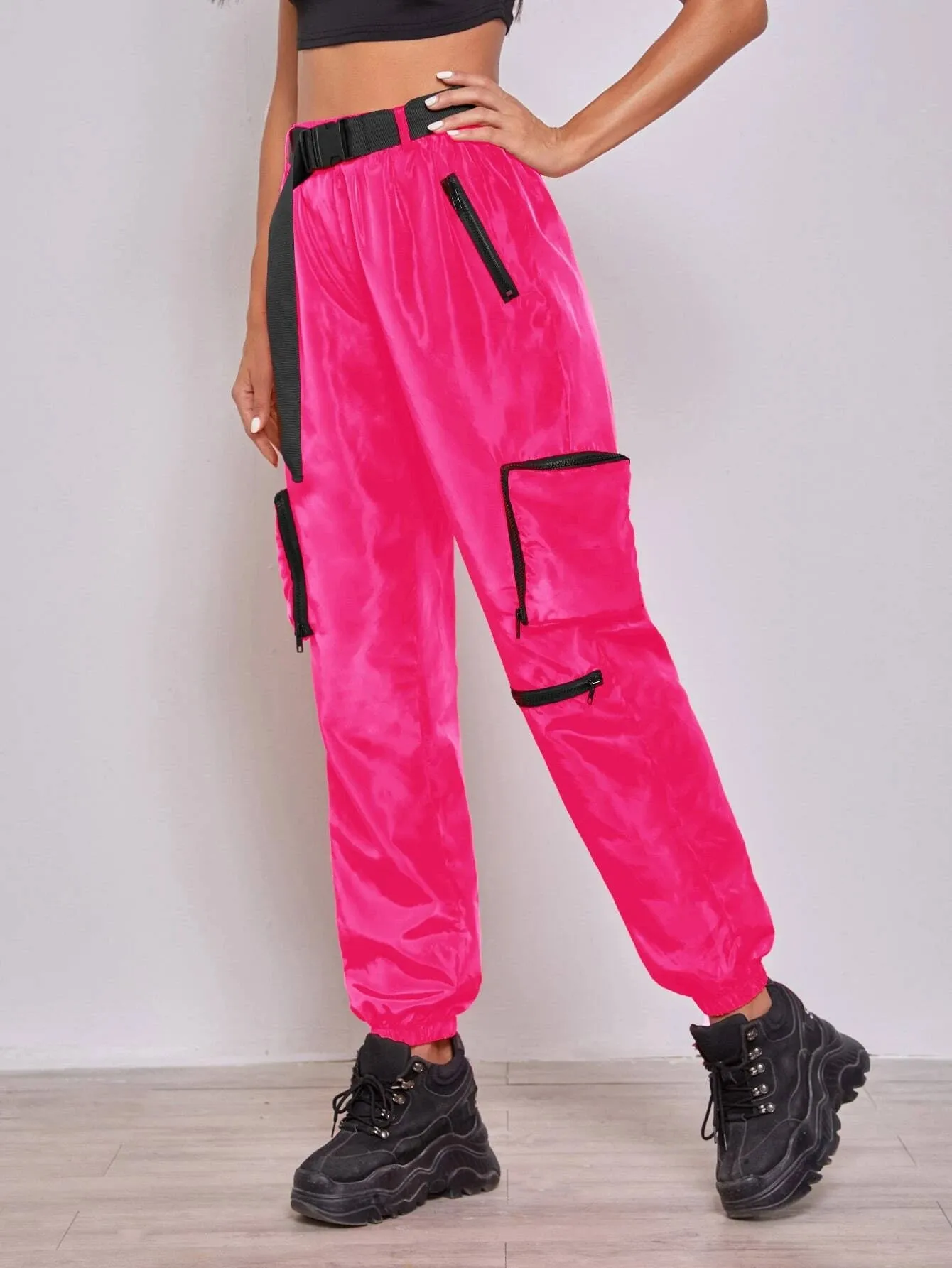 Buckle Belted Wind Joggers