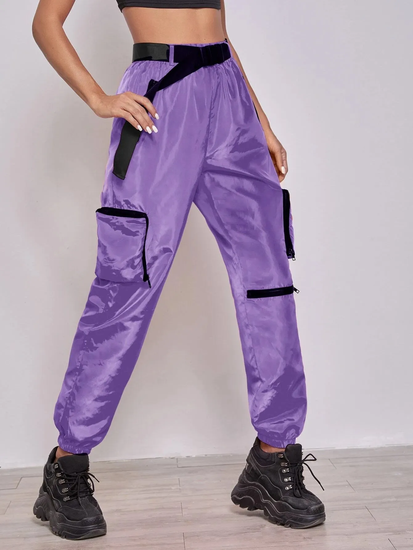Buckle Belted Wind Joggers