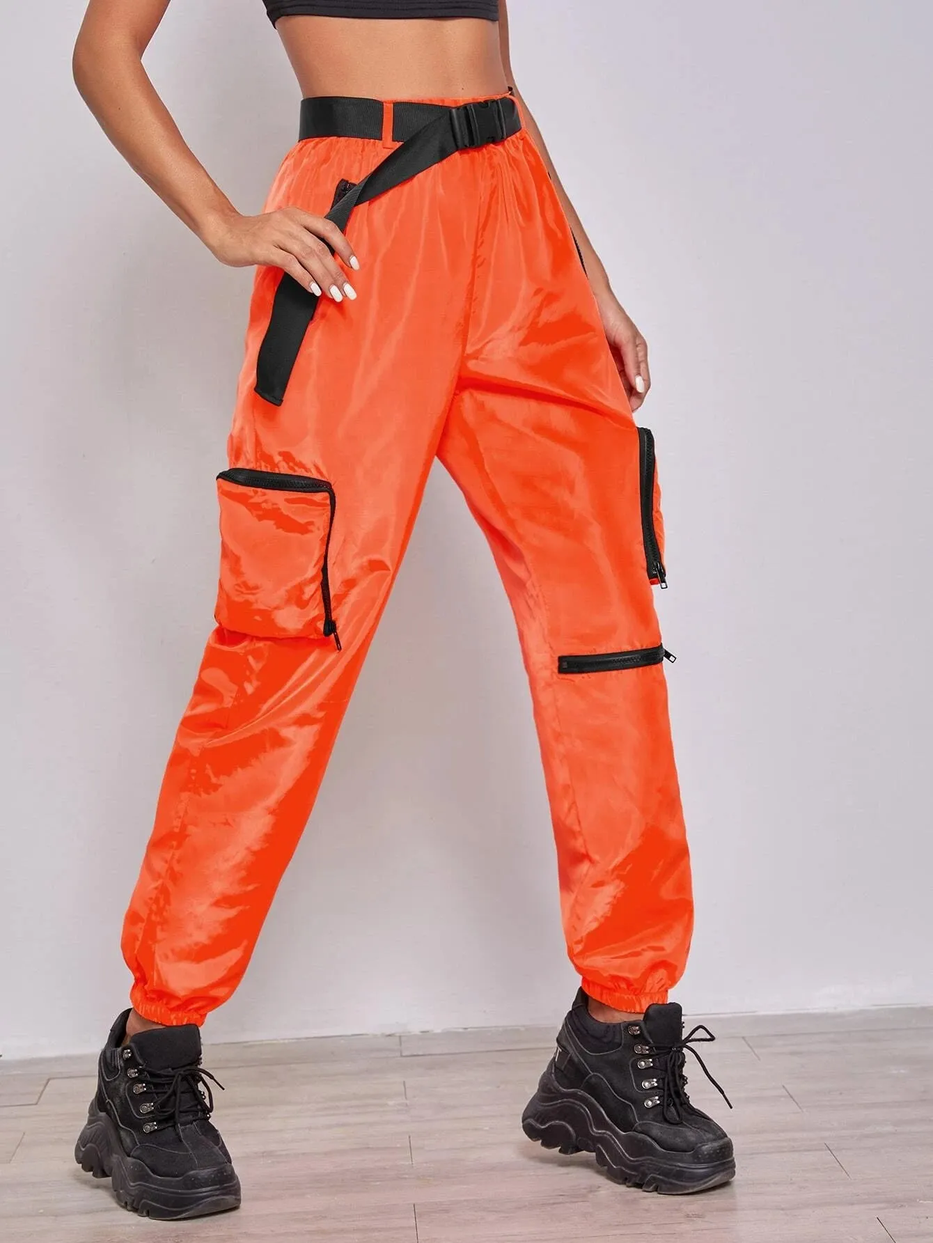 Buckle Belted Wind Joggers