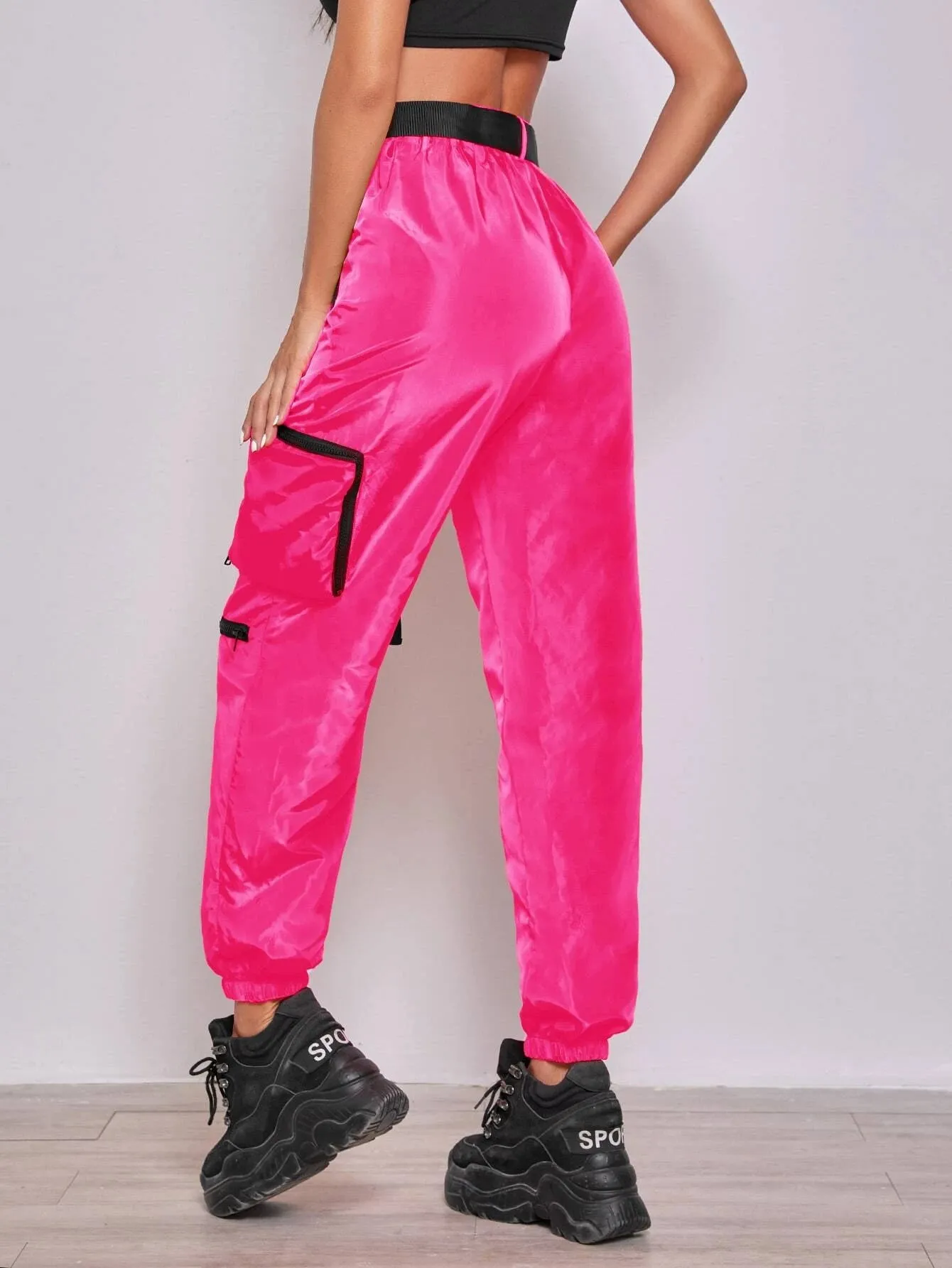 Buckle Belted Wind Joggers