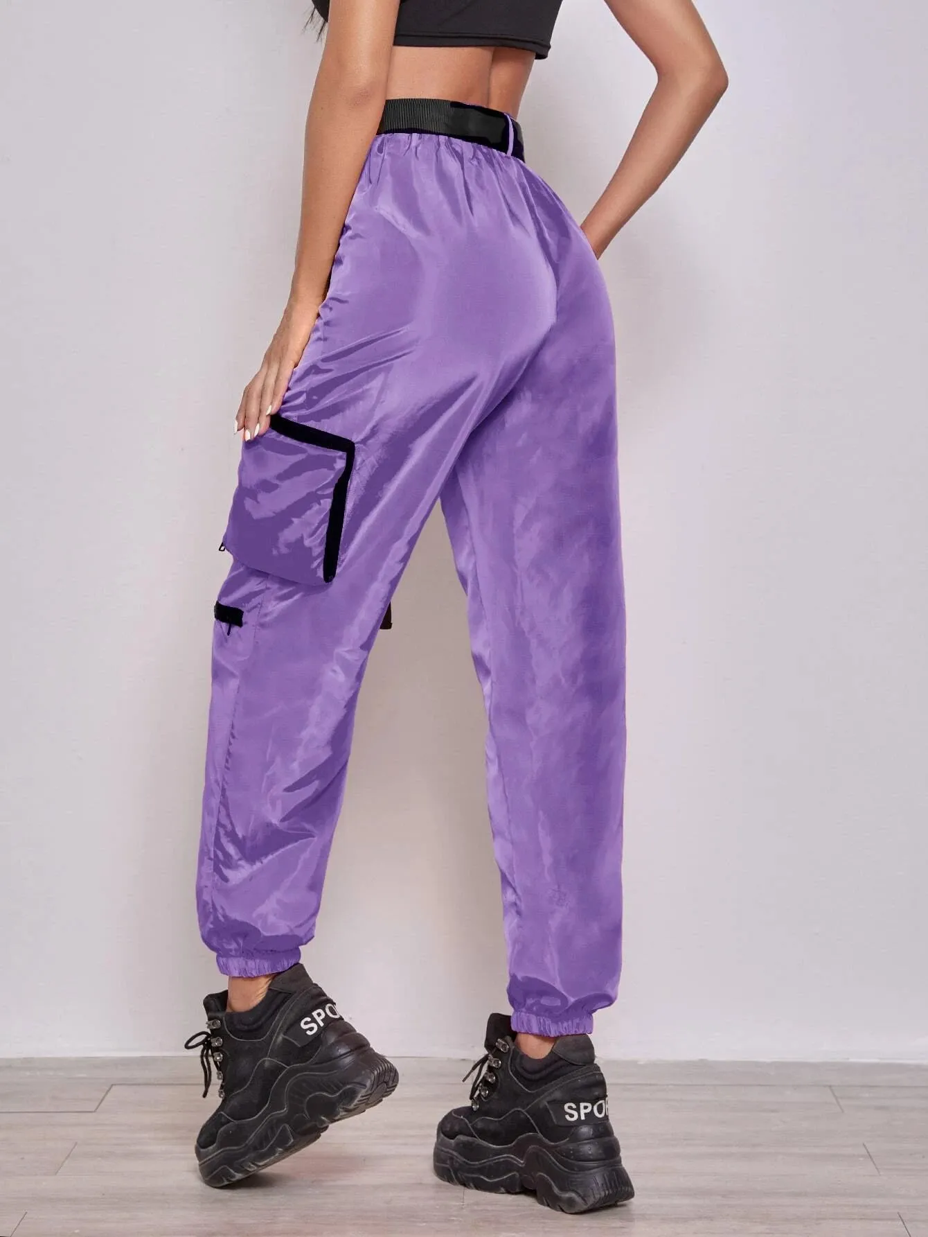 Buckle Belted Wind Joggers