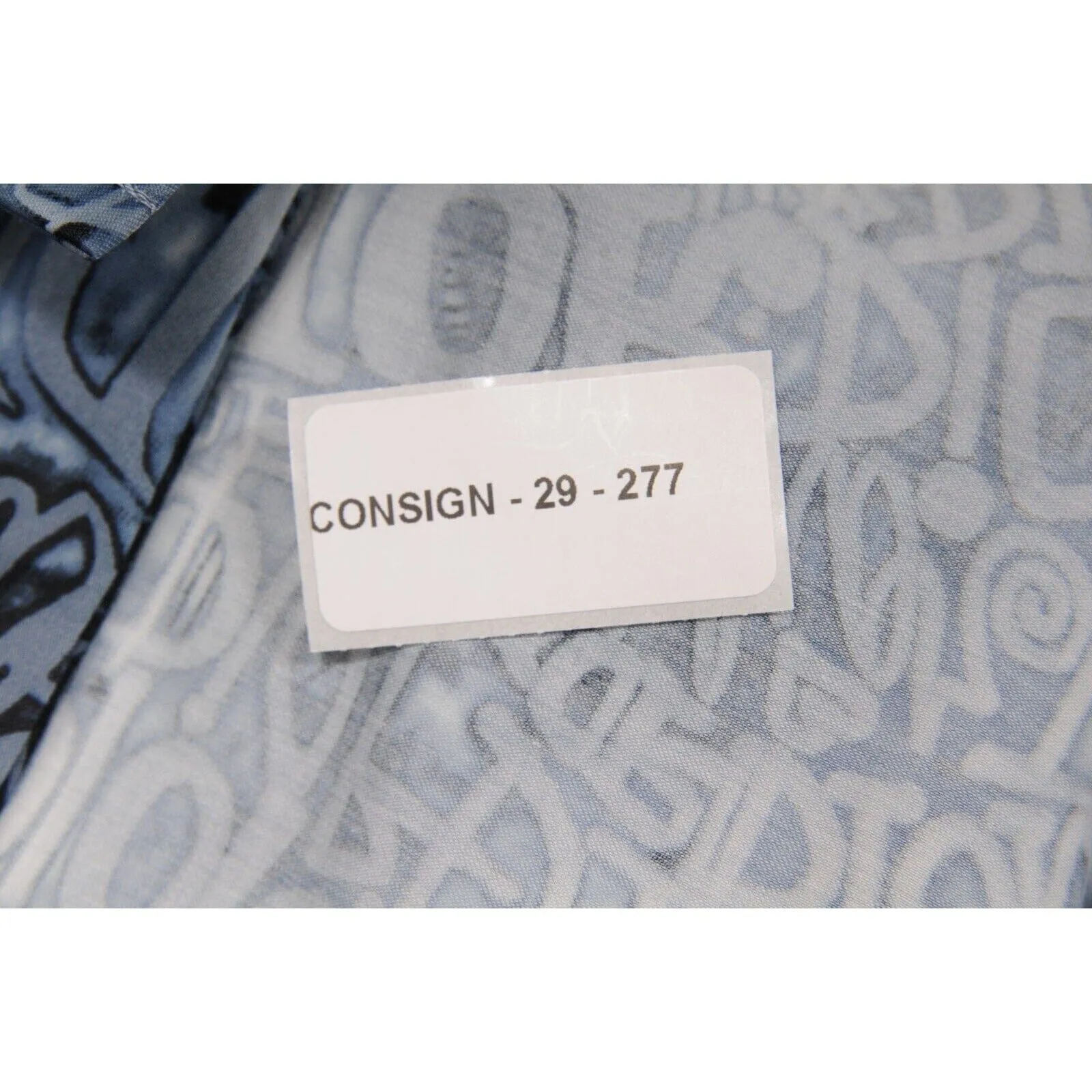 Button Down Blue Viscose All Over Logo Long Sleeve Shirt