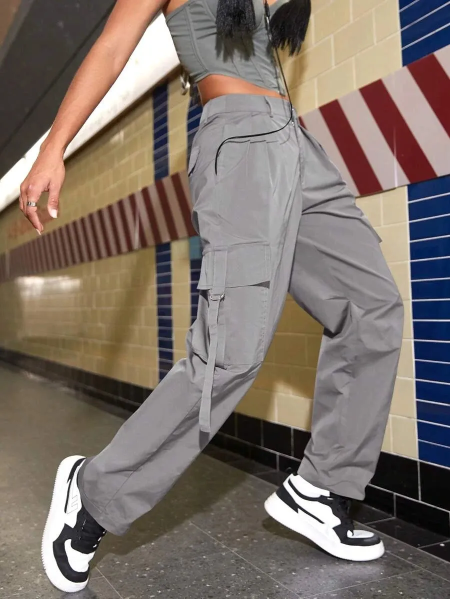 Casual Cargo Side Pocket Flap Pants