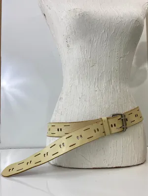 Cream leather belt