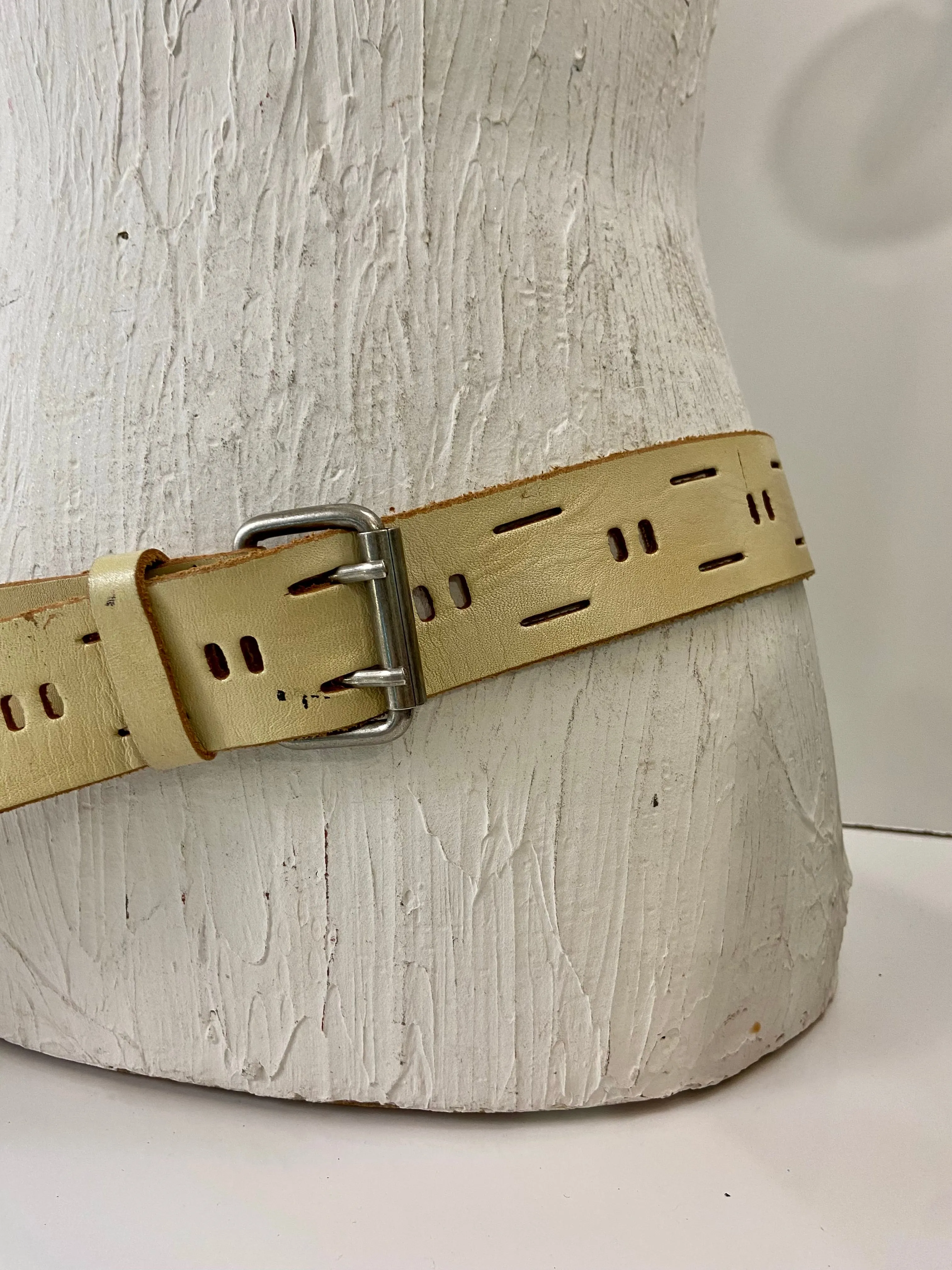 Cream leather belt