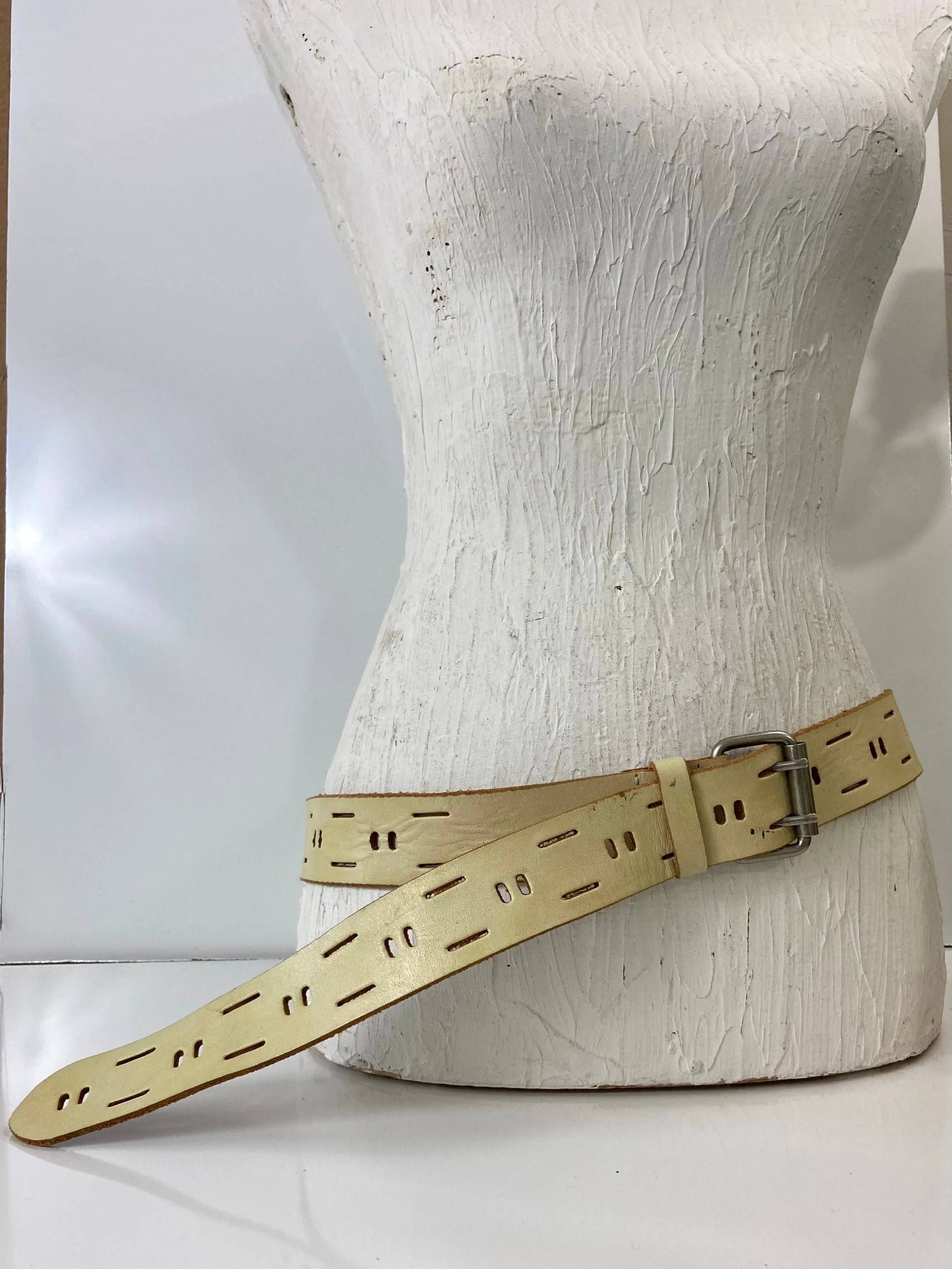 Cream leather belt