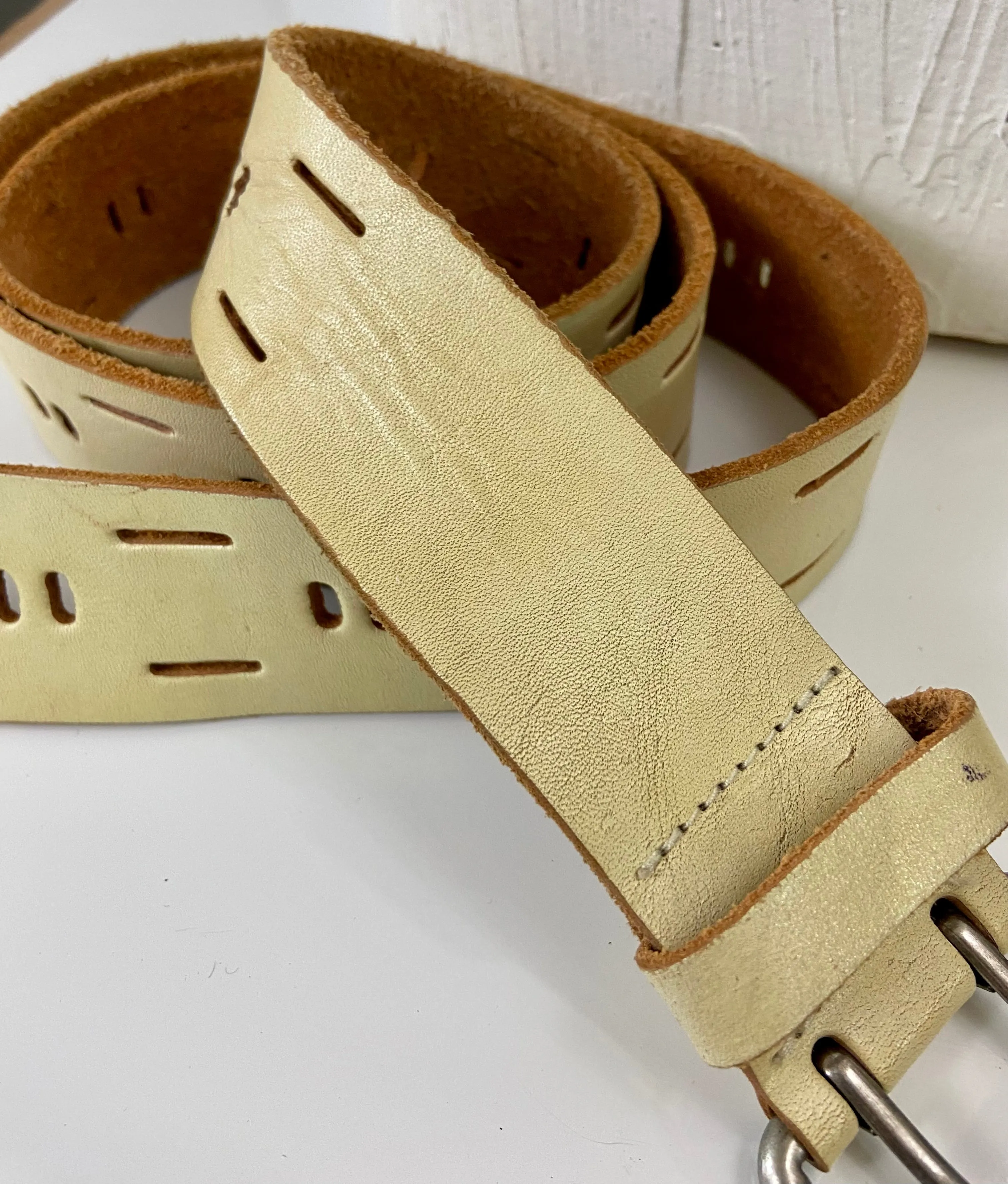 Cream leather belt