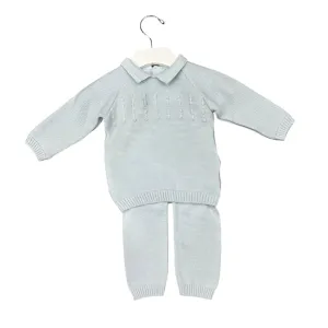 Dolce Goccia Light Blue Polo Collar Knit Set