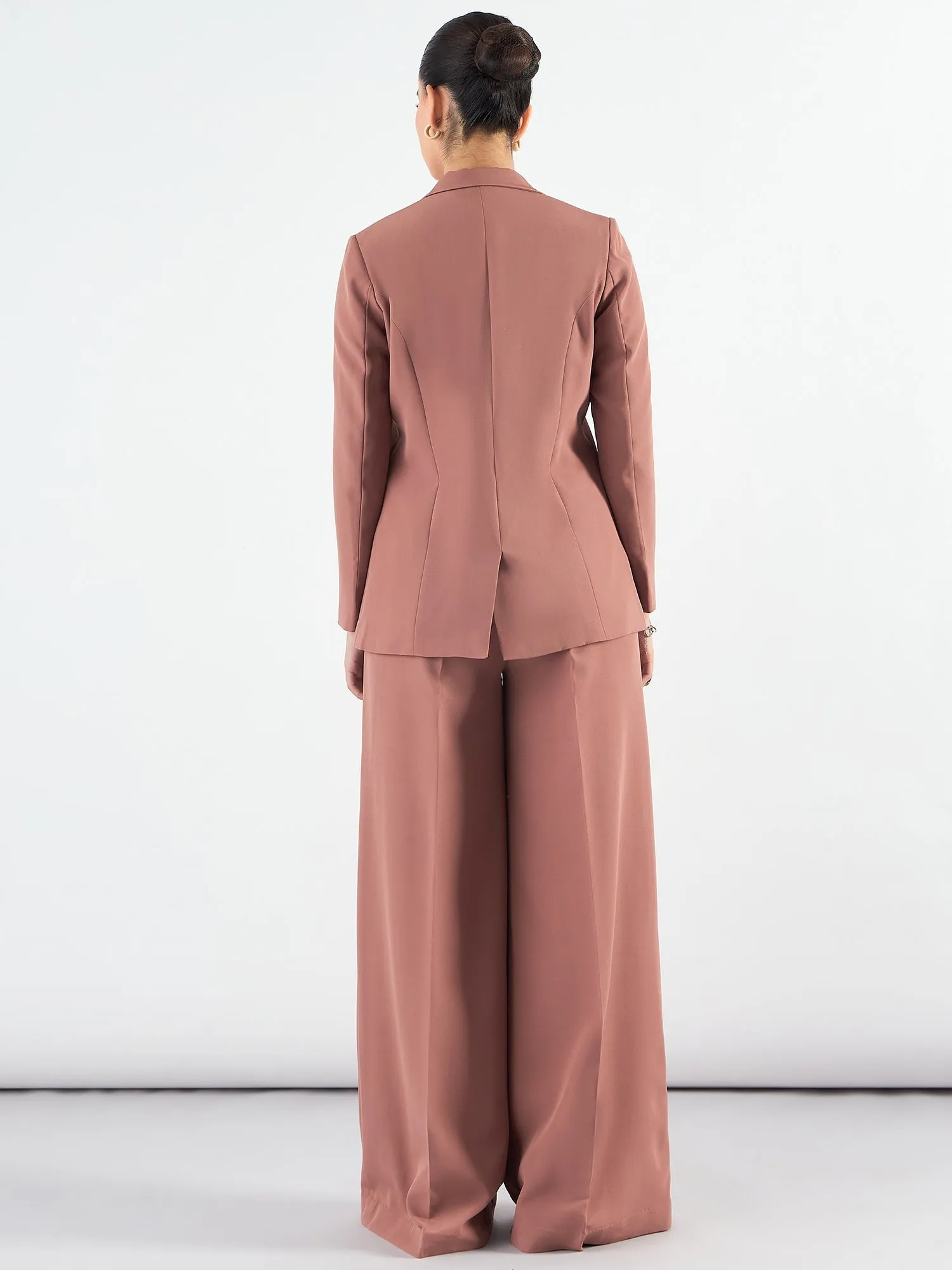 Dusty Peach Poly Viscose Classic 3-Piece Suit