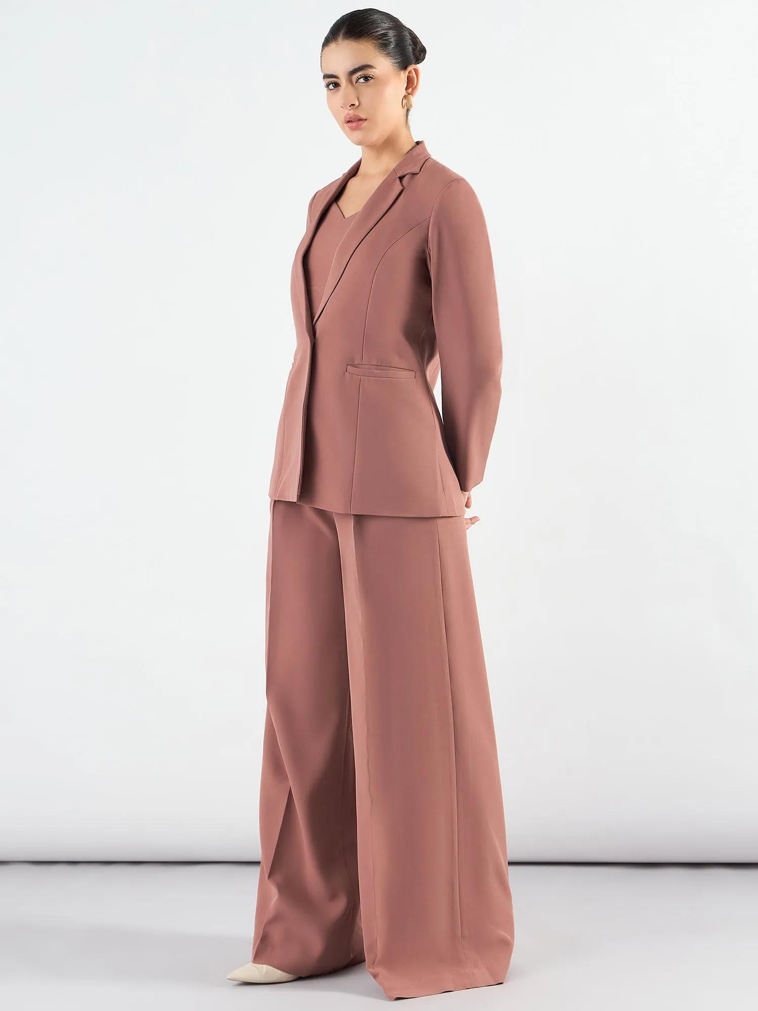 Dusty Peach Poly Viscose Classic 3-Piece Suit