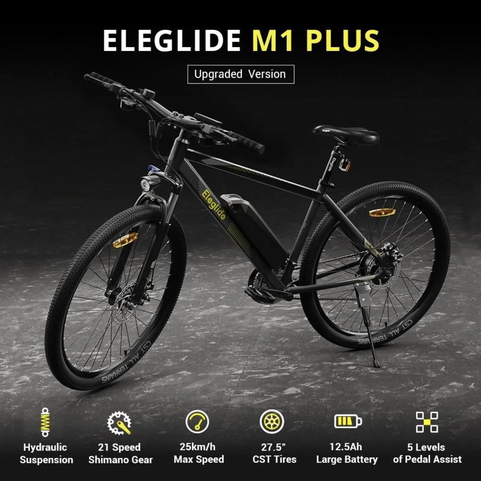 Eleglide M1 Plus Electric Mountain Bike 250W Black