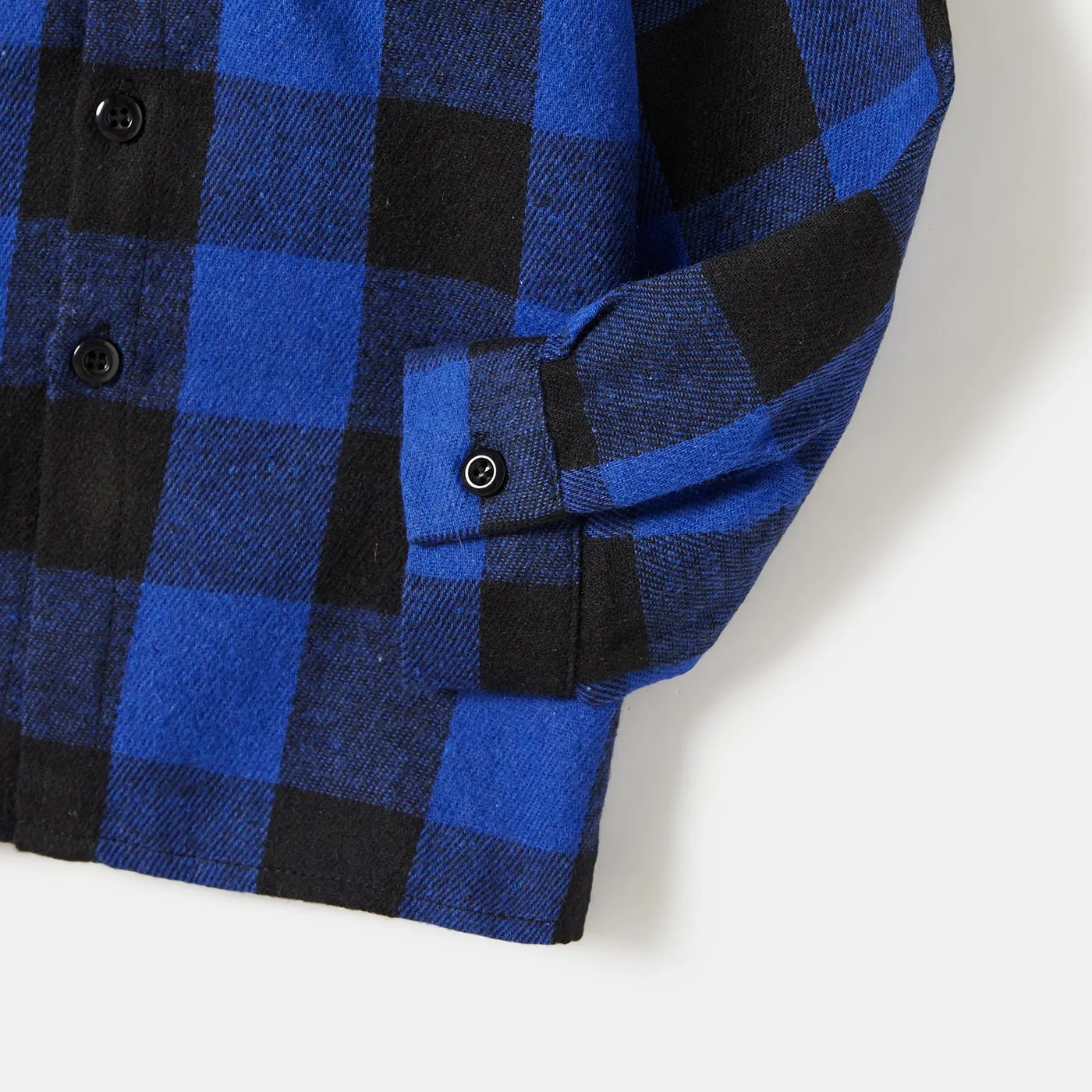 Family Matching Blue Long-sleeve Splicing Plaid Dresses and Polo Shirts Sets