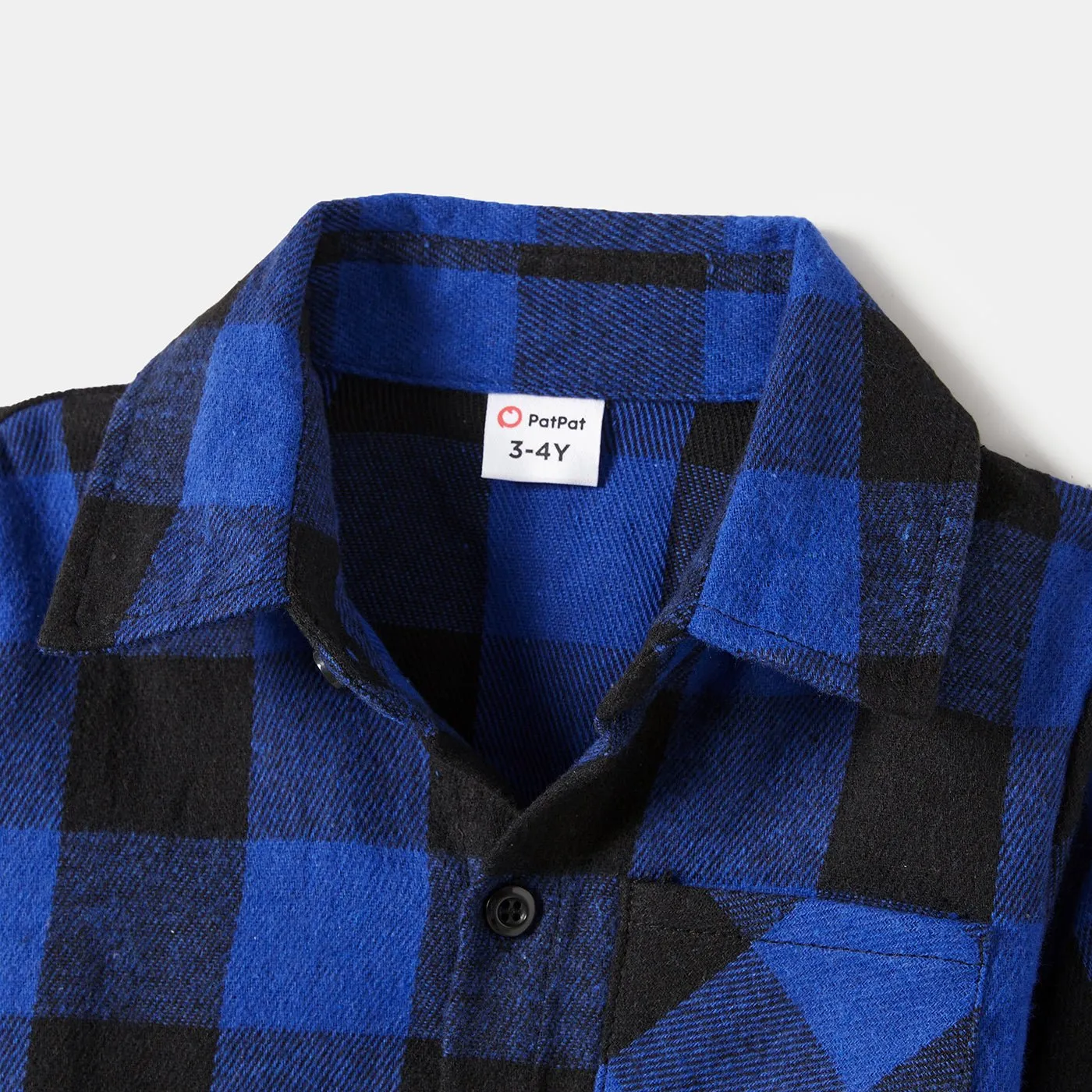 Family Matching Blue Long-sleeve Splicing Plaid Dresses and Polo Shirts Sets