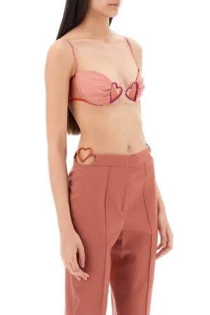 gathered bralette top with hearts