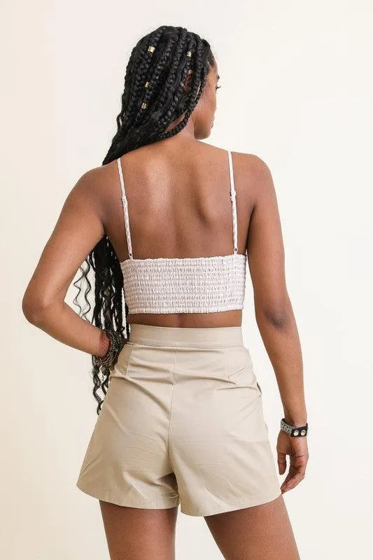 Gingham Smocked Bralette Top
