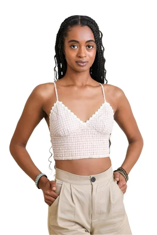 Gingham Smocked Bralette Top