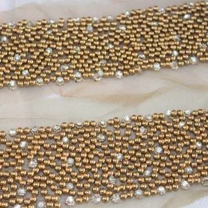 Golden Pearl Work Embellished Handwork Trim (Wholesale)