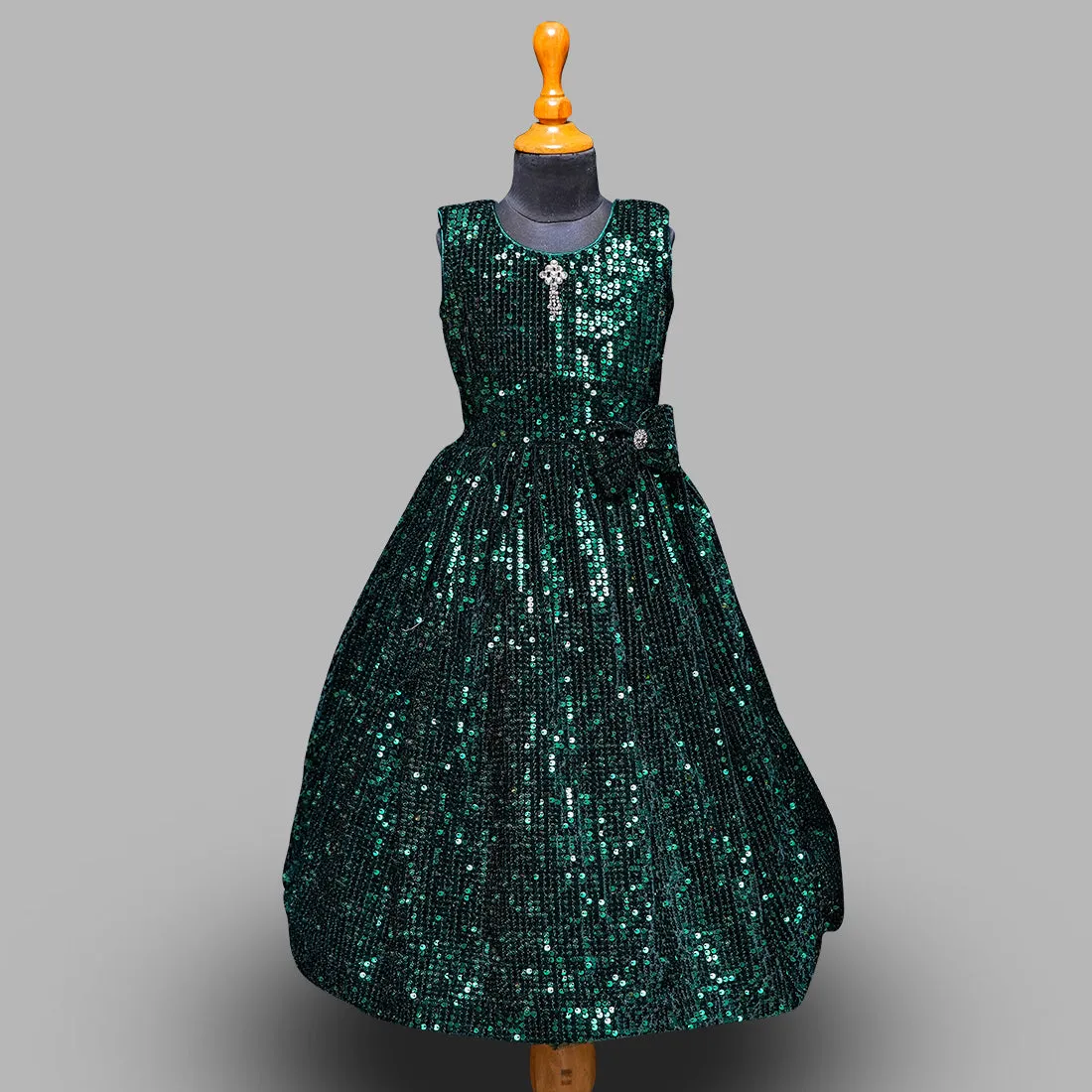 Green Sequin Gown for Girls