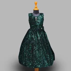 Green Sequin Gown for Girls