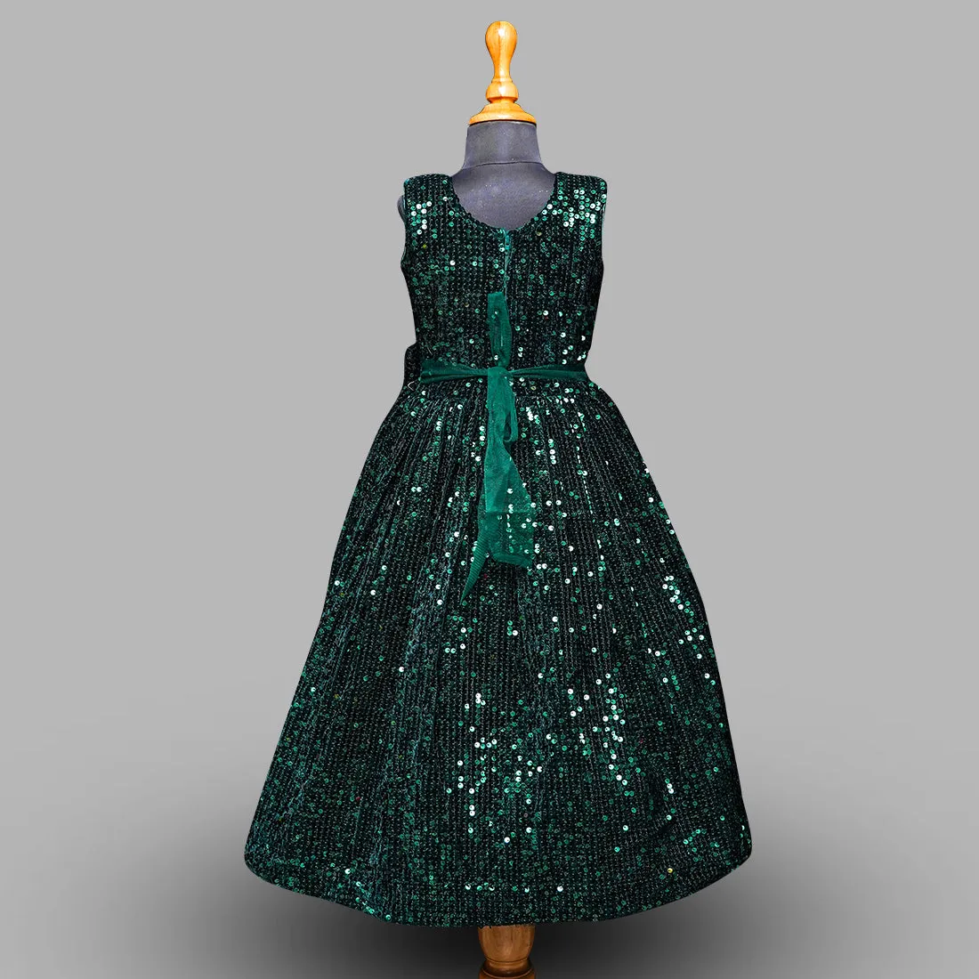 Green Sequin Gown for Girls