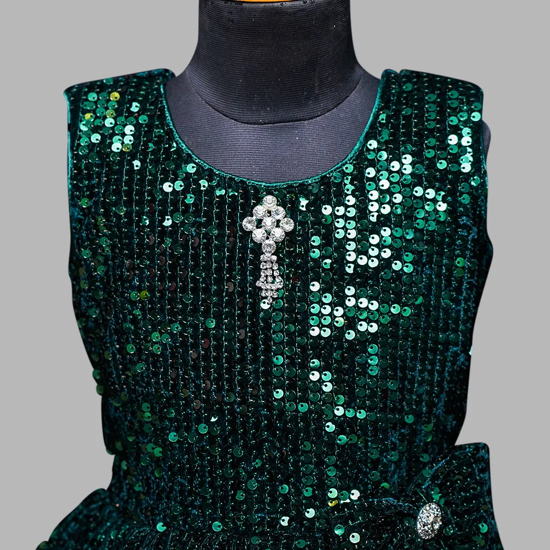 Green Sequin Gown for Girls