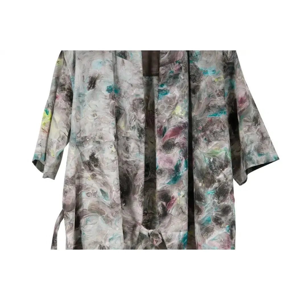Grey Blue Printed Norihagashi Kimono
