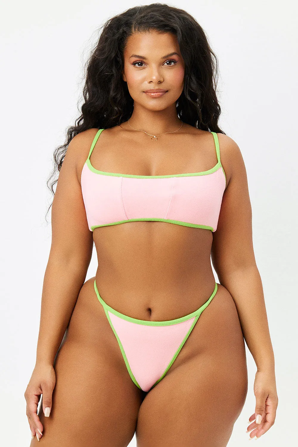 Harmony Terry Bralette Bikini Top - Summer Melon