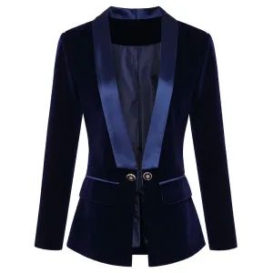 HIGH QUALITY Newest Runway Designer Blazer Women&#39;s Long Sleeve Velvet Blazer Jacket Outer Wear