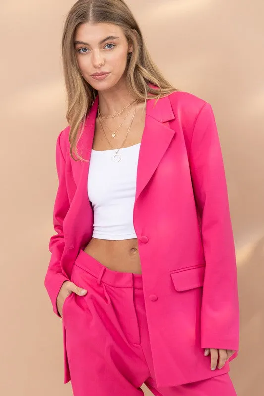 Hot Pink Blazer with Pants Set