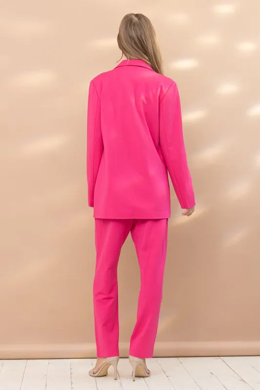 Hot Pink Blazer with Pants Set